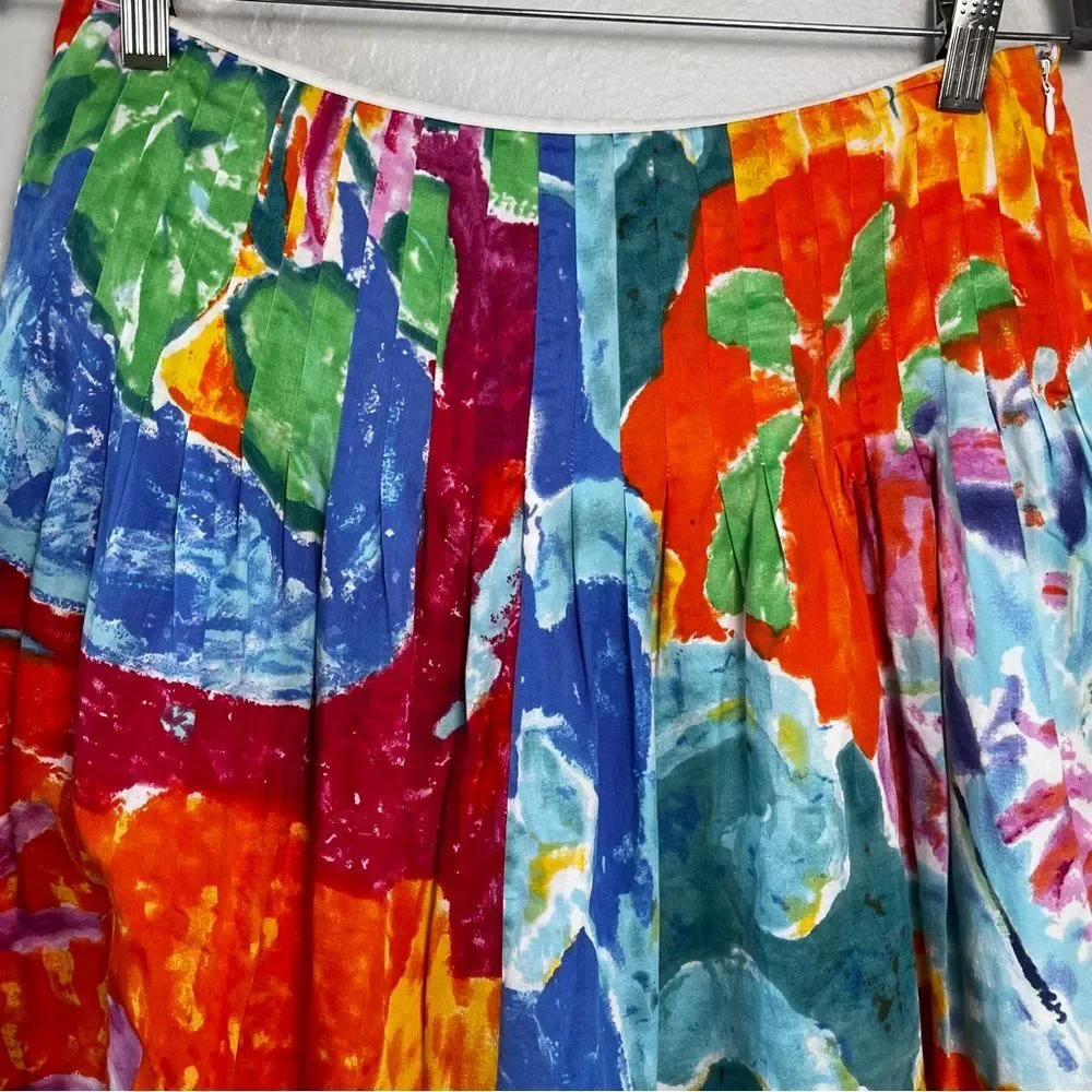 Lauren Ralph Lauren Watercolor Print A-Line Skirt Size 6 Vibrant Artsy